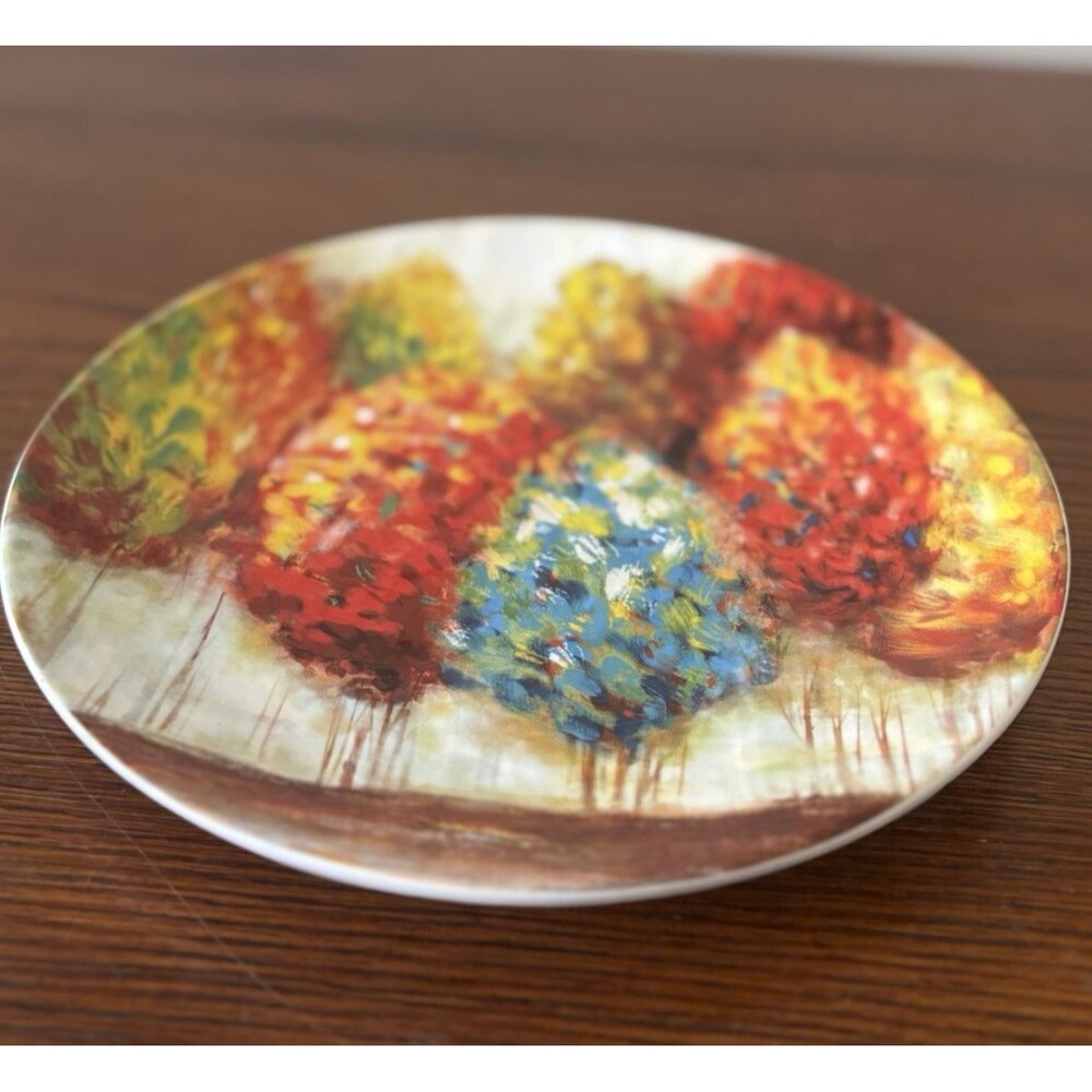 Pier 1 Imports 8 3/4” Plates Impressionist Fall Colorful Autumn Trees